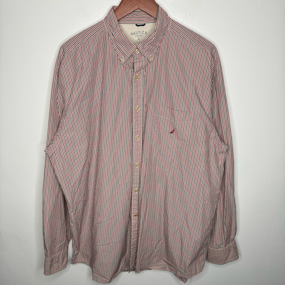 Nautica Vintage 100% Cotton Long Sleeve Button Shirt Size XXL